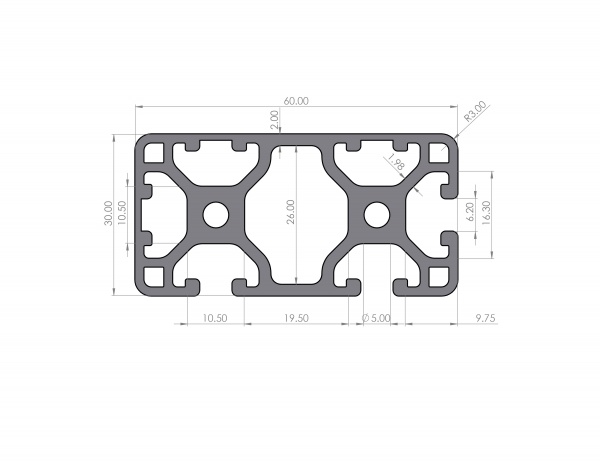 Aluminum profile 30x60 Groove 6 I-type Lightweight 3N90